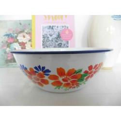 Emaille schaal bloemen Lucky Elephant retro vintage vintage