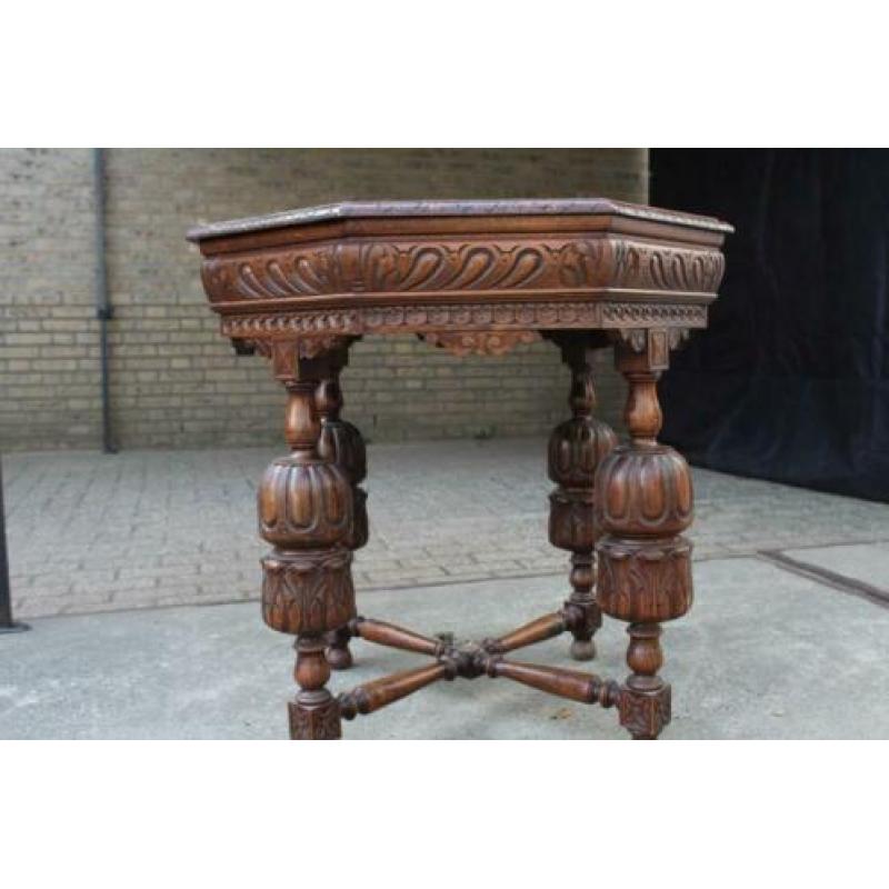 antiek 8 hoekig mechelse tafel bijzettafel