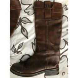 Walk in the park bruin leer hoge leren platte laarzen 41 7
