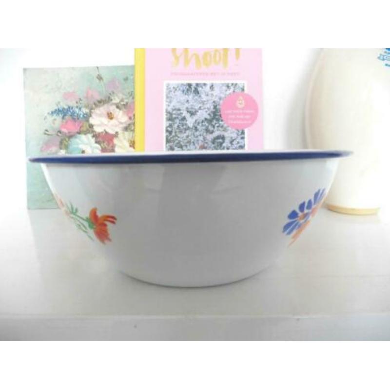 Emaille schaal bloemen Lucky Elephant retro vintage vintage