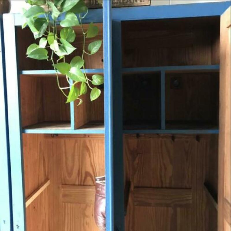 Lockerkast industriële kast houten locker oude lockerkast