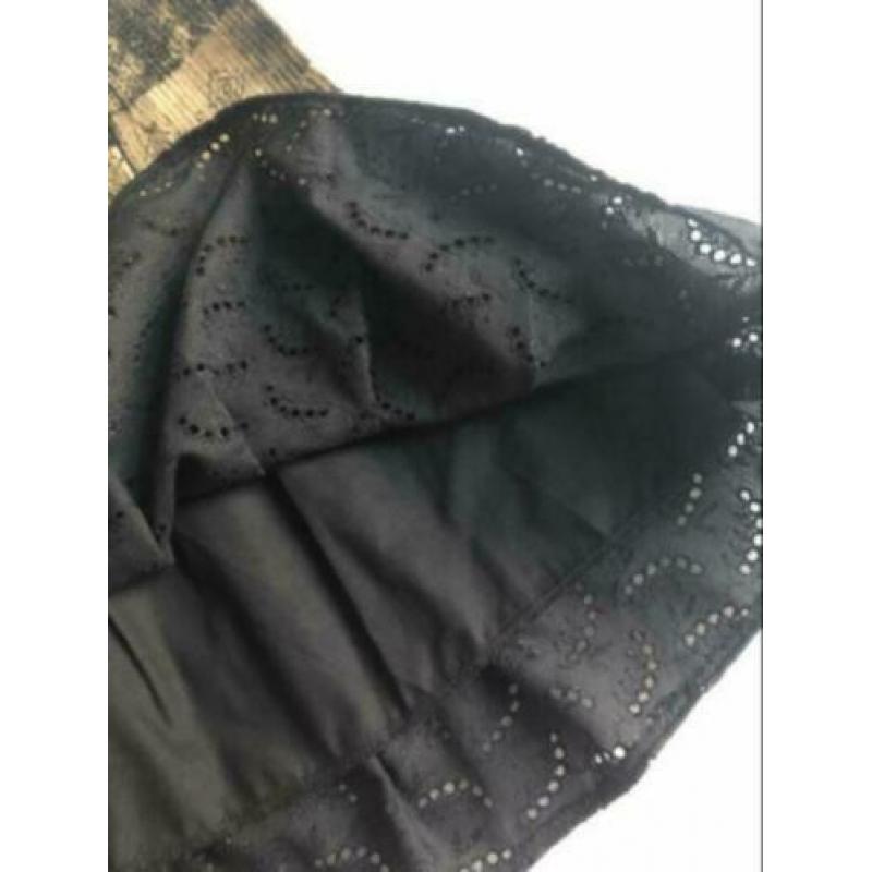 Maat 134 - bruin / zwart rok met riemtje