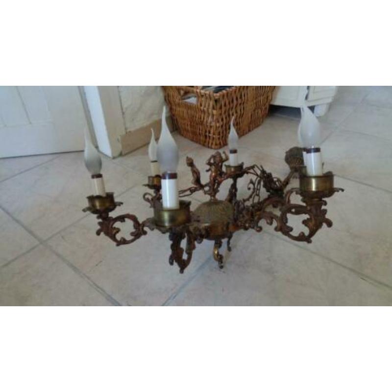 Te Koop: 6-armige antieke hanglamp met putti