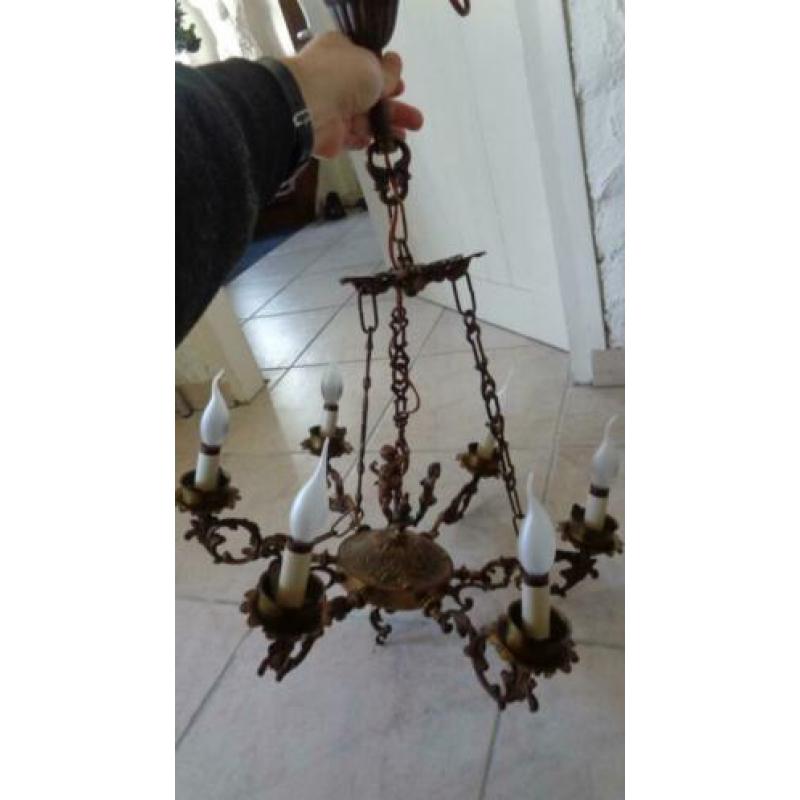 Te Koop: 6-armige antieke hanglamp met putti