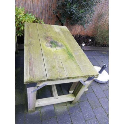Tafel steigerhout Incl 2 krukjes
