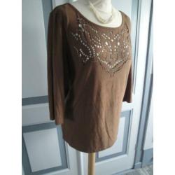 Camel suedine top MISS ETAM in maat XL