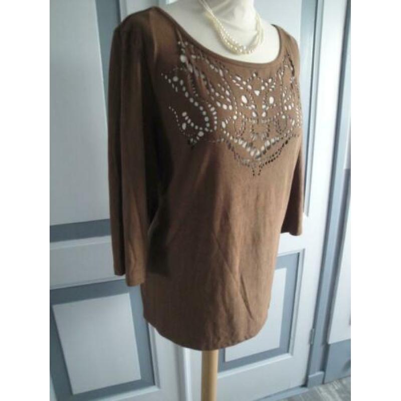 Camel suedine top MISS ETAM in maat XL