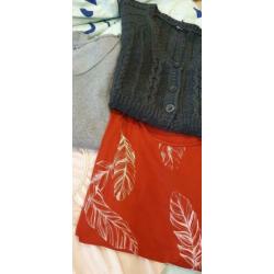 Pakket 9 st. Dunne truien, shirts Voorjaar zgan mt. XL 44/46
