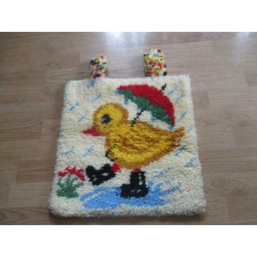 eendje wandkleed wol jaren 70 retro design 40 x 40 cm
