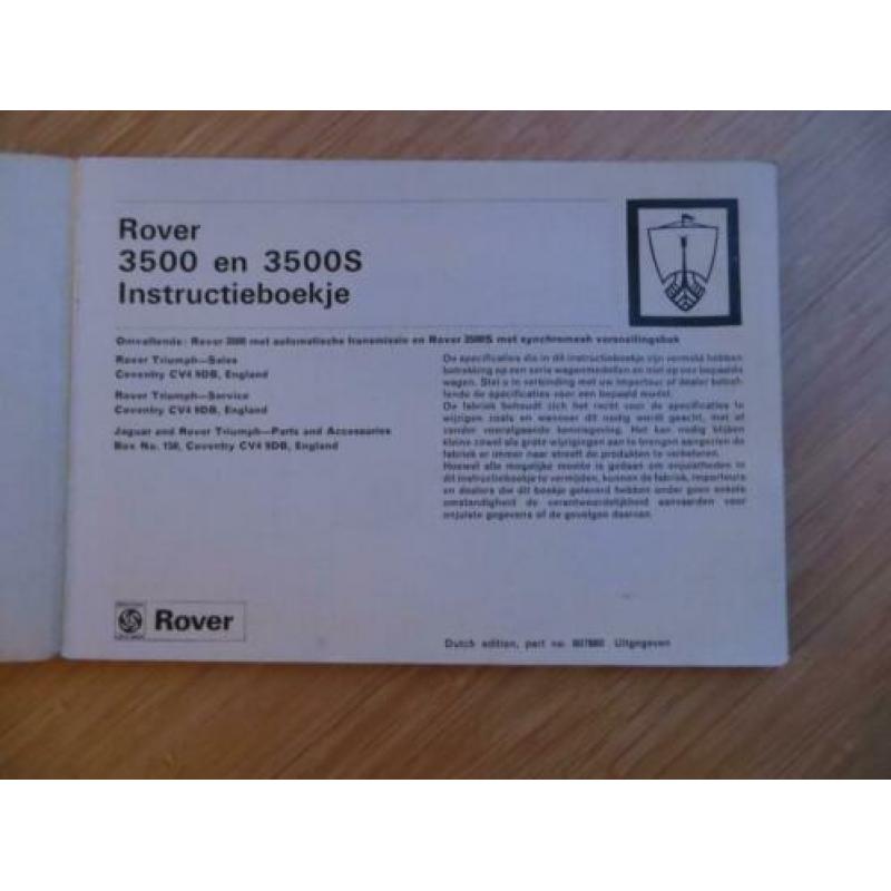 NL instructieboek Rover 3500 Automaat, 3500S, ca. 1970, mooi