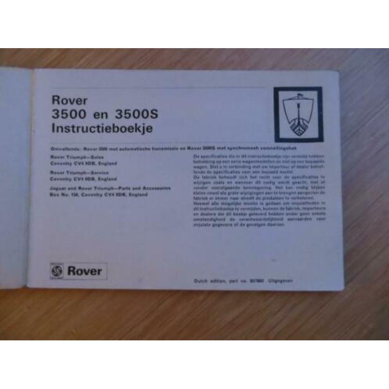 NL instructieboek Rover 3500 Automaat, 3500S, ca. 1970, mooi