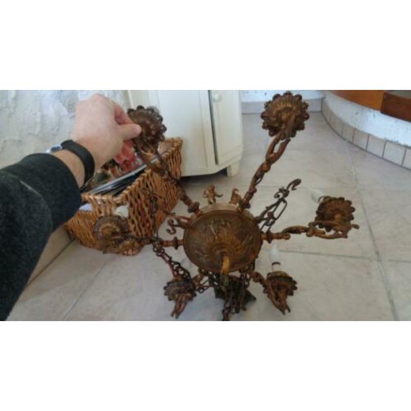 Te Koop: 6-armige antieke hanglamp met putti