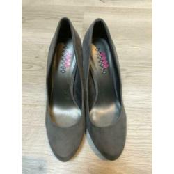 Suède look pumps, hakken, stiletto’s maat 39