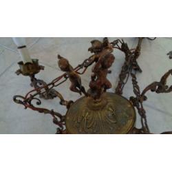 Te Koop: 6-armige antieke hanglamp met putti