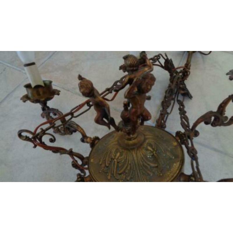 Te Koop: 6-armige antieke hanglamp met putti