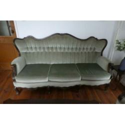Barok bankstel stoel + tafel groen jaren 60 vintage met 145