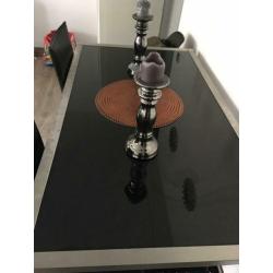 Eettafel met 4 leer stoelen 140*80 cm