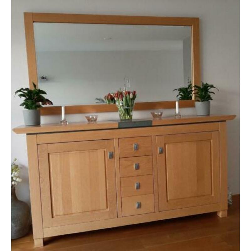 Dressoir *TV-meubel * Spiegel Blank Eiken 3 delig set