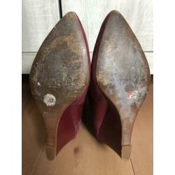 Zara rode wedge sleehak laarzen suède maat 41 zgan