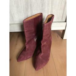 Zara rode wedge sleehak laarzen suède maat 41 zgan