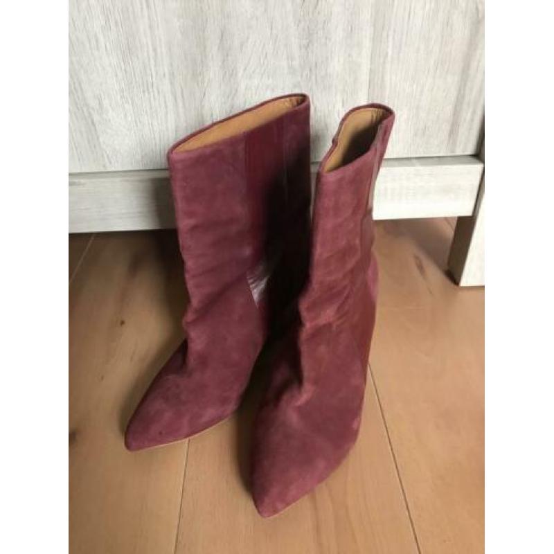 Zara rode wedge sleehak laarzen suède maat 41 zgan