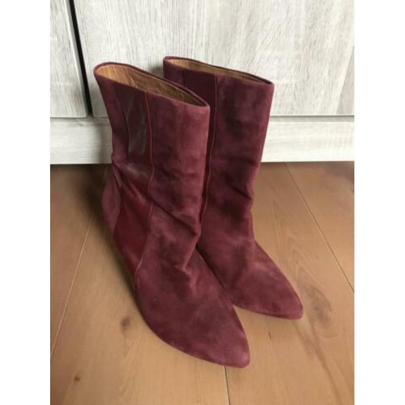 Zara rode wedge sleehak laarzen suède maat 41 zgan