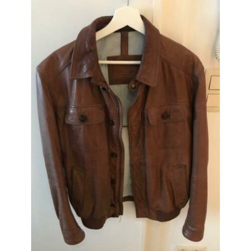 Massimo Dutti leren jas bruin
