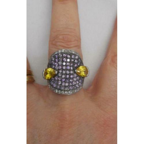 Zilveren royale cocktail ring met stenen nr.611