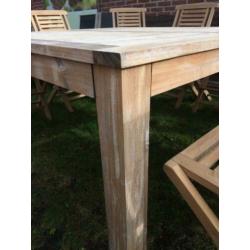 Teak tuintafel 150/150 cm, in nette staat