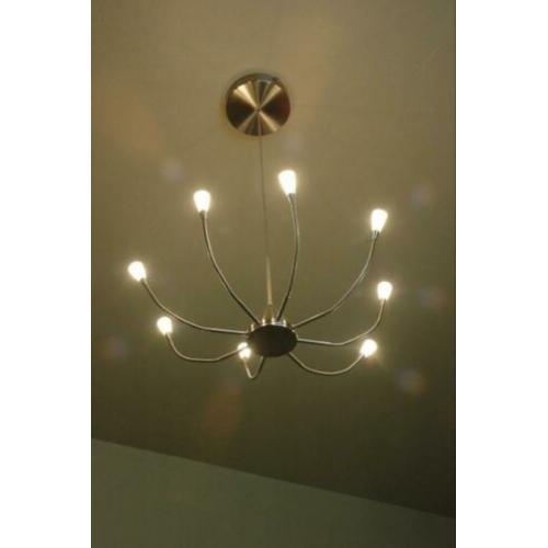 Mooie Design Halogeen Hanglamp 8 X 10 Watt Spin RVS Trafo
