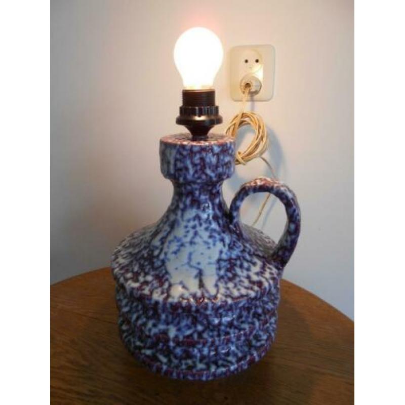Retro vloer/tafellamp, Fohr Keramik, 432-30, paars/wit