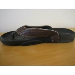 Comfortabele bruin leren teenslippers ADIDAS maat 9 snazzeys