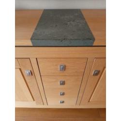 Dressoir *TV-meubel * Spiegel Blank Eiken 3 delig set