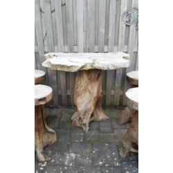 Tuin boomstam bar tafel set