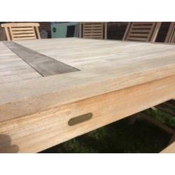 Teak tuintafel 150/150 cm, in nette staat