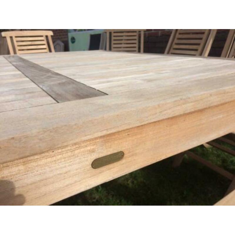 Teak tuintafel 150/150 cm, in nette staat