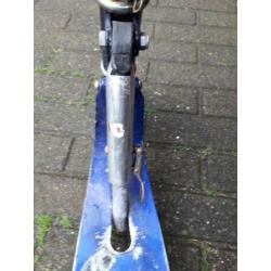 Blauwe gebruikte inklapbare step