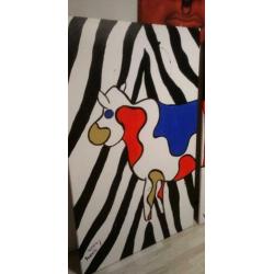 koe Schilderij voor kant en achter kant 160 cm bij 100 cm