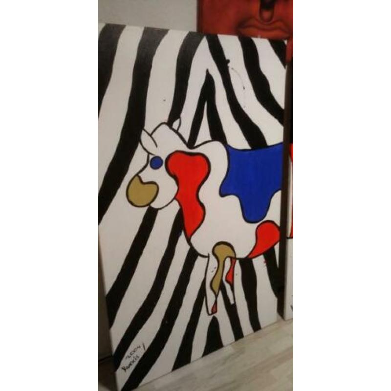 koe Schilderij voor kant en achter kant 160 cm bij 100 cm