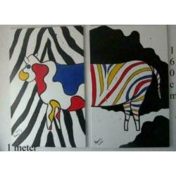 koe Schilderij voor kant en achter kant 160 cm bij 100 cm