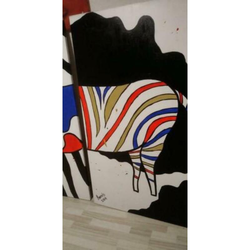 koe Schilderij voor kant en achter kant 160 cm bij 100 cm