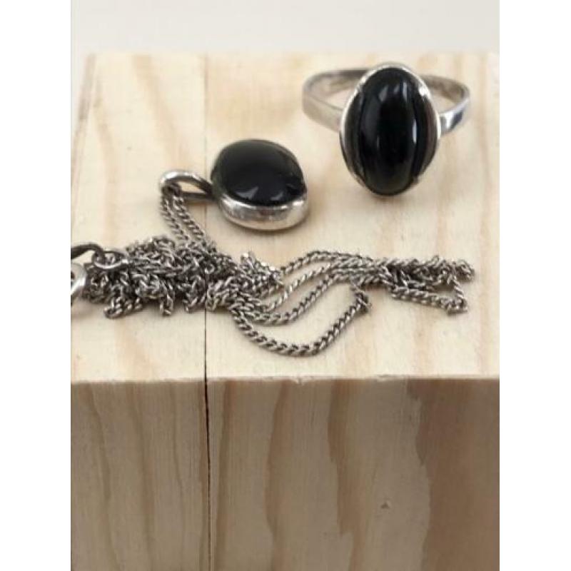 Zilveren onyx set