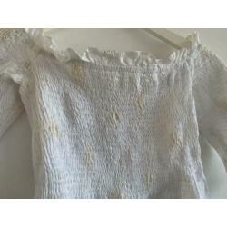 Zara witte volant bardot top maat M NIEUW