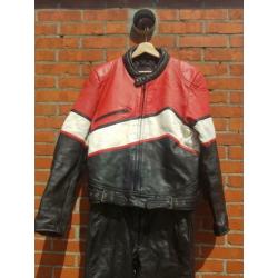 Leren motorpak motorjas motorbroek leer maat 54 (dames 42)
