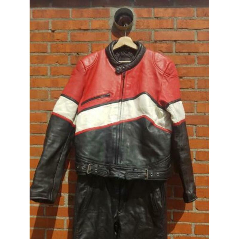 Leren motorpak motorjas motorbroek leer maat 54 (dames 42)