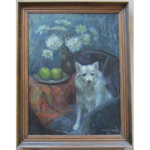 ==het waakzame hondje=====gesigneerd==ca 1930==