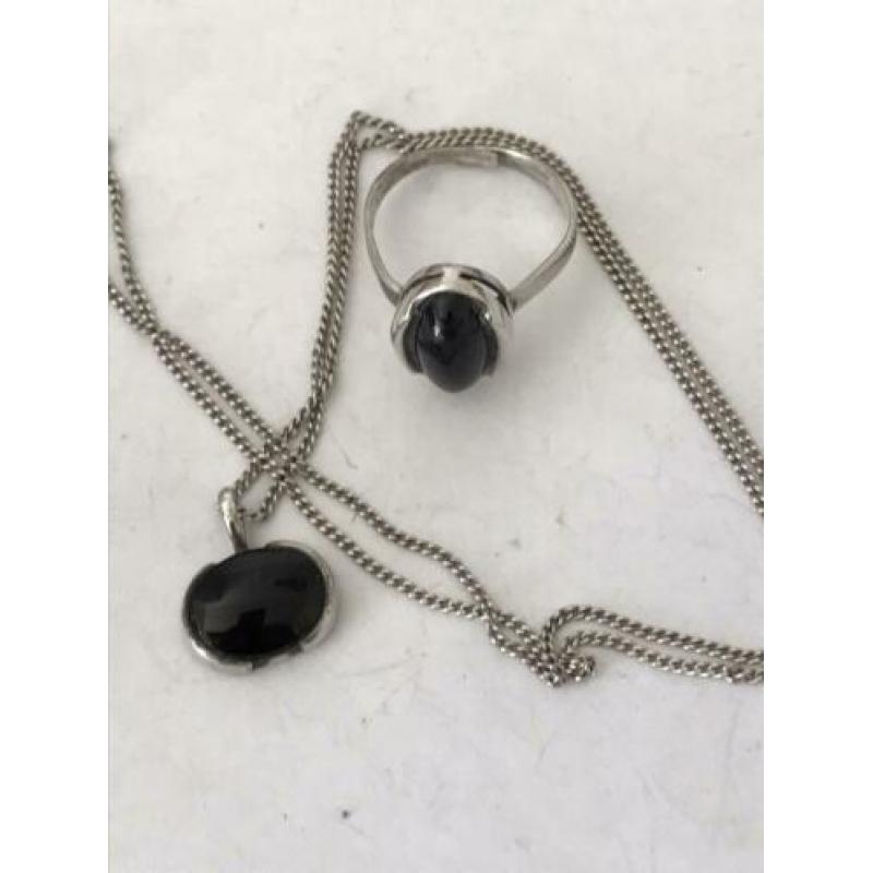 Zilveren onyx set