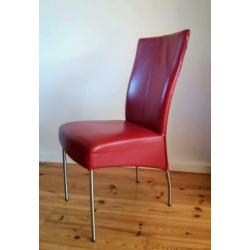 6 eetkamerstoelen leer / rvs 4x rood en 2x wit