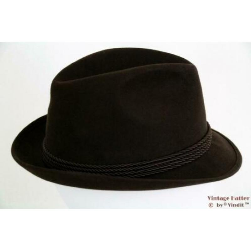 Vintage Gleufhoed Patterson en Co. zeer donker bruin 56
