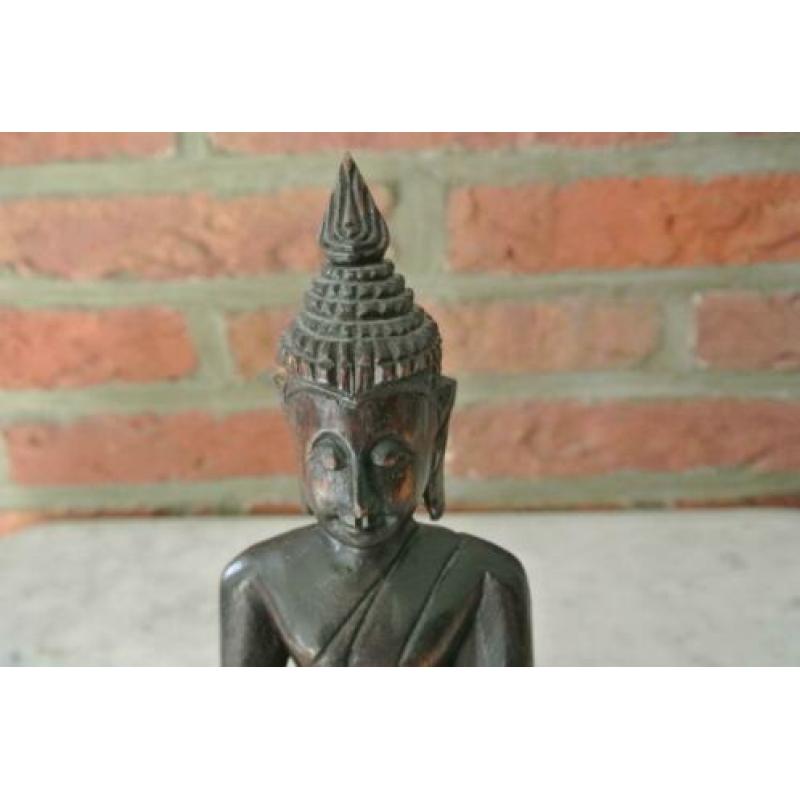 Houten Beeld Mediterende Thaise Boeddha